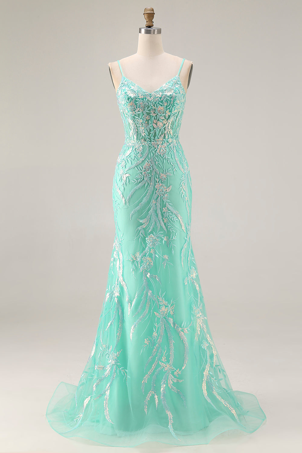 ZAPAKA Women Mint Green Long Prom Dress Mermaid Sequins Spaghetti Straps Corset Party Dress with Embroidery ZAPAKA AU ZAPAKA Women Mint Green Long Prom Dress Mermaid Sequins Spaghetti Straps Corset Party Dress with Embroidery ZAPAKA AU