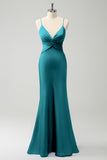 Terracotta Mermaid Spaghetti Straps Hollow Out Bridesmaid Dress