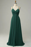 Peacock Spaghetti Straps Sleeveless Bridesmaid Dress