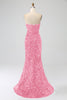 Load image into Gallery viewer, Pink Mermaid Strapless Sequins Long Formal Dress With Slit