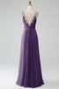 Load image into Gallery viewer, Pine A-Line Spaghetti Straps Pleated Chiffon Long Bridesmaid Dress