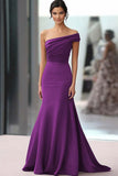 Coffee One Shoulder Mermaid Ruched Long Formal Dress