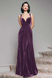 Burgundy Sheath Velvet Long Formal Dress