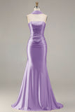 Strapless Mermaid Sparkly Champagne Satin Beaded Convertible Long Formal Dress