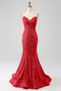 Load image into Gallery viewer, Orange Mermaid Sweetheart Sweep Train Formal Dress With Sequins