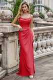 A Line Eucalyptus Spaghetti Straps Long Bridesmaid Dress with Lace Up Back