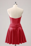 Fuchsia A-Line Sweetheart Corset Short Cocktail Dress