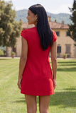 Yellow Round Neck Bodycon Short Formal Dress with 3D Flowers