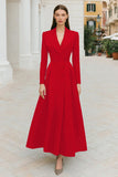 Navy Lapel A Line Single Breasted Long Sleeves Work Dress