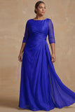 Dusty Sage Ruched A Line Half Sleeves Plus Size Mother Of The Bride Dress