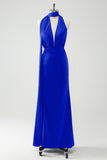 Dusty Sage Sheath V-Neck Backless Wedding Guest Dress with Slit