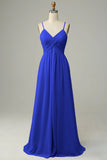 Peacock Spaghetti Straps Sleeveless Bridesmaid Dress