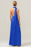 Dusty Sage Sheath V-Neck Backless Long Bridesmaid Dress with Slit