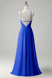 Halter A-Line Eucalyptus Cut Out Long Bridesmaid Dress with Flower