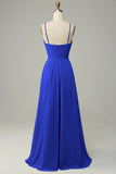 Peacock Spaghetti Straps Sleeveless Bridesmaid Dress