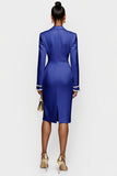 White Double Breasted Bodycon Peak Lapel Midi Work Dress