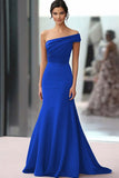 Coffee One Shoulder Mermaid Ruched Long Formal Dress