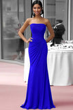 Coffee Jersey Sheath Strapless Ruched Gala Dress