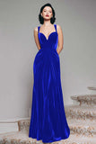 Burgundy Sheath Velvet Long Formal Dress