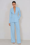 2 Piece Ivory Peaked Lapel Women's Business Suits with Pockets