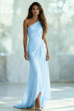 Ivory Sheath One Shoulder Ruched Long Formal Dress