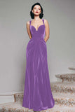 Burgundy Sheath Velvet Long Formal Dress