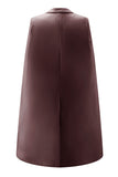White Satin Peak Lapel Bodycon Mini Work Dress with Cape