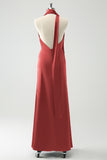 Dusty Sage Sheath V-Neck Backless Wedding Guest Dress with Slit