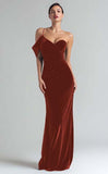 Dark Green Sheath Velvet One Shoulder Long Formal Dress