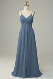 Twilight Spaghetti Straps Sleeveless Long Bridesmaid Dress