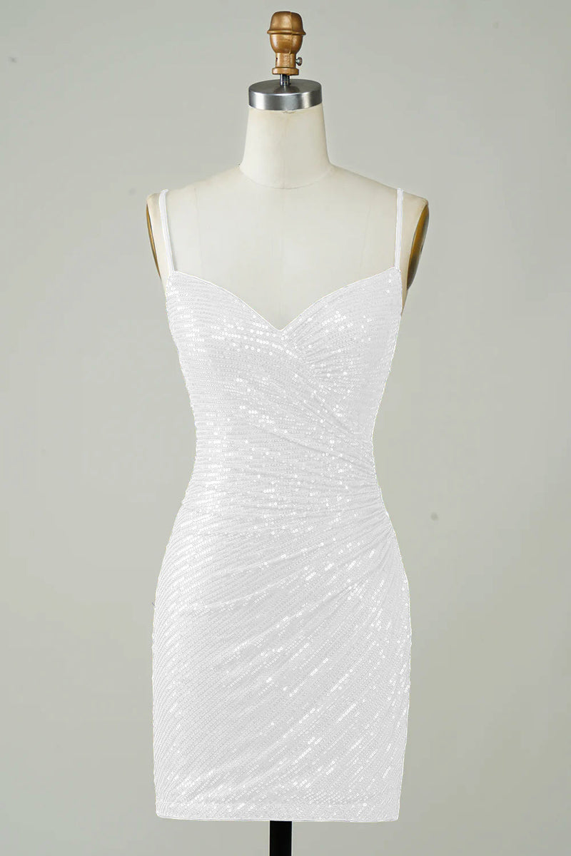 Load image into Gallery viewer, Sequins Bodycon Little White Dress
