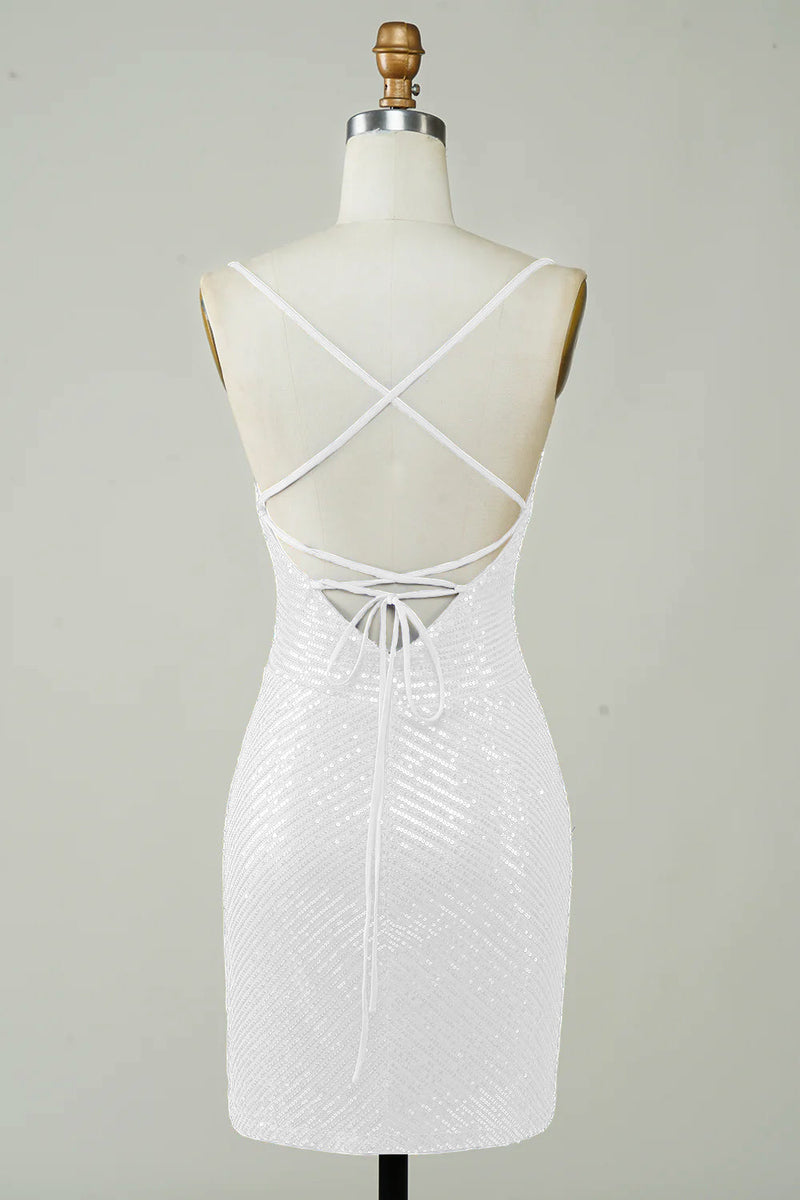 Load image into Gallery viewer, Sequins Bodycon Little White Dress