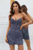 Load image into Gallery viewer, Spaghetti Straps Grey Bodycon Short Formal Dress with Appliques
