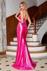 Load image into Gallery viewer, Stunning Orange Mermaid Spaghetti Straps Corset Formal Dress with Slit Front
