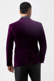 Dark Purple Peak Lapel One Button Velvet Men's Formal Blazer