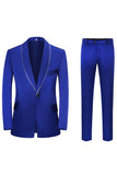 Royal Blue 3-Piece Shawl Lapel One Button Formal Suits