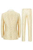 Champagne Shawl Lapel One Button Jacquard Men's Formal Suits