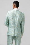 Mint Shawl Lapel 2 Piece Jacquard One Button Men's Formal Suits