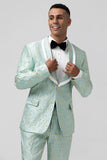 Mint Shawl Lapel 2 Piece Jacquard One Button Men's Formal Suits