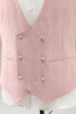 Light Pink 3 Piece Peak Lapel Jacquard One Button Men's Formal Suits