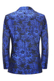 Peak Lapel Jacquard Royal Blue Single Breasted Men's Formal Blazer