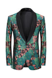 Green Shawl Lapel Jacquard Men's Formal Party Blazer