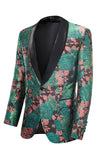 Green Shawl Lapel Jacquard Men's Formal Party Blazer