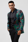 Green Jacquard Shawl Lapel One Button Men's Formal Blazer