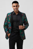 Green Jacquard Shawl Lapel One Button Men's Formal Blazer