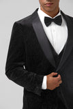 Black 3 Piece Shawl Lapel One Button Men's Wedding Suits