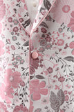 Pink Shawl Lapel Floral Jacquard One Button Men's Formal Blazer