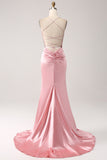 Blush Mermaid Spaghetti Straps Long Formal Dress