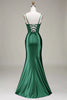 Load image into Gallery viewer, Dark Green Mermaid Spaghetti Straps Corset Formal Dress with Slit Front