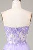 Load image into Gallery viewer, Sparkly Lilac Tiered Corset Lace Long Formal Dress with Slit
